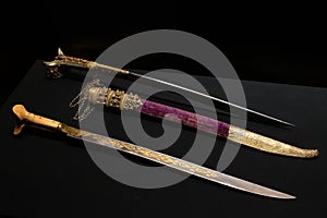 Close up of yataghan or eastern sword of the Ottoman Empire