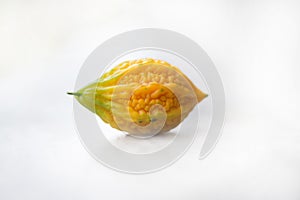 Close up of yellow bitter gourd with isolated background, the vegetables, a healthy diet and medicine.