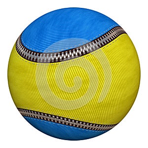 Close-up yellow-blue baseball ball. Advertising for Sports, Sports Betting, Baseball match. Modern stylish abstract ball
