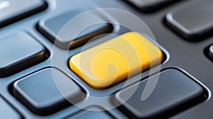 A close up of a yellow button on the keyboard, AI