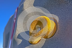 Close up yellow climbing stone playground Utah