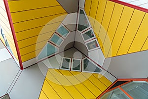 Close up of yellow cube houses in Rotterdam