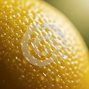 Close-up of a yellow lemon's surface,