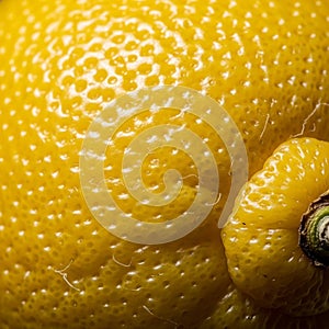 Close up of a yellow lemon surface showcasing its bumpy and textured rind