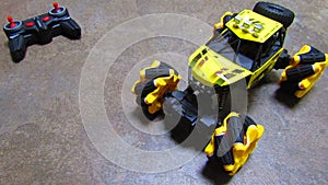 Close Up Yellow Monster Truck Remote Control.