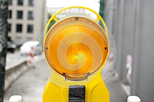 Close up of a yellow reflector