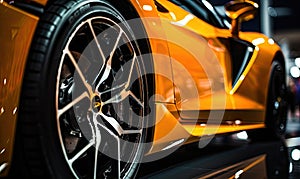 Close-Up of a Yellow Sports Car