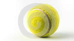 Close-up of a Yellow Tennis Ball on White Background. Generative AI