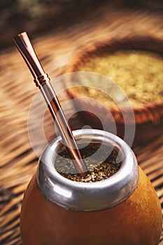 Close up of yerba mate tea