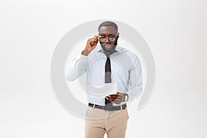 Close up Young African-American Businessman with Looking at the Camera While Holding Document Paper