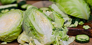 Close up of young cabbage heads