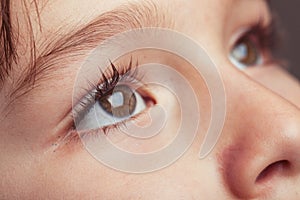 Close up of a young child's eyes