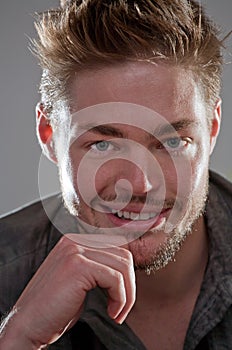 Close Up of Young Man's Handsome Face