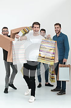 Close up. young people with shopping bags