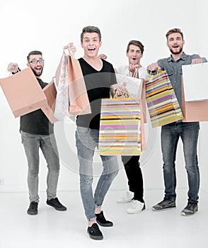 Close up. young people with shopping bags