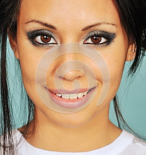 Close up of a young woman's face