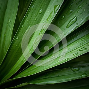 Close-up Of Yucca Leaf: Organic Contours And Exotic Atmosphere