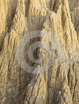The close view of badland formations