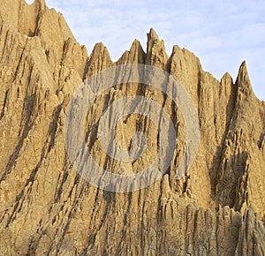 The close view of badland formations