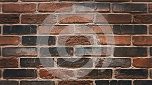 Close View of a Brick Wall Featuring Red, Orange, and Black Bricks