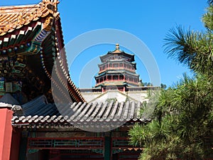 Close view of Buddha Incense Pavilion in Beijing Summer Palace
