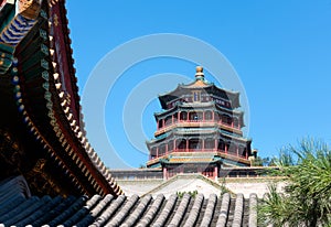 Close view of Buddha Incense Pavilion in Beijing Summer Palace