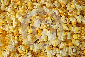 Close view of buttered popcorn