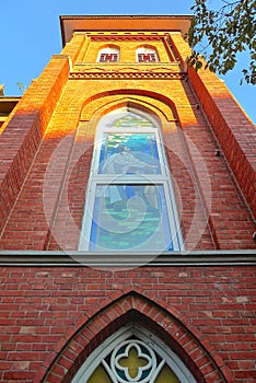 The close view of church window