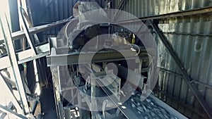 A close view of coal on conveyor belt.conveyor machine