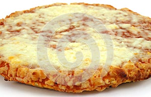 Close view of cooked personal size cheese pizza