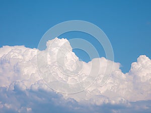 Close view of cumulus storm clouds and the strange shapes they form