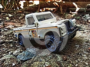 Close view of Diecast offroad truck during summers