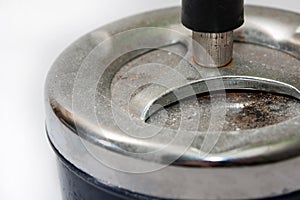 Close view of dirty ashtray