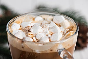 Close view of glass cup of