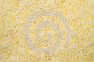 Close view of grated Pecorino Romano cheese