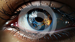 A close view of the high-tech eye. Retinal scanning for personal identification