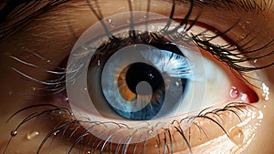 A close view of the high-tech eye. Retinal scanning for personal identification.