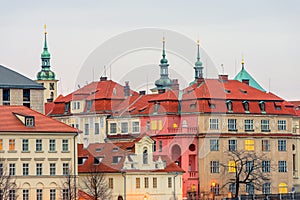 Close view on historical centre of Prague