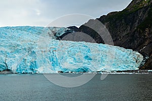 Close view of a Holgate glacier in Kenai fjords National Park, Seward, Alaska, United States, North America