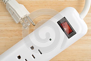 Close view of a household surge protector