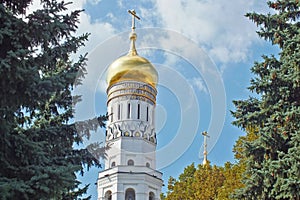 Close view of The Ivan The Great Bell tower Kremlin Moscow photo