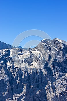 Close view of the Jungfrau Swiss Alps and glacier from Schlithorn mountain