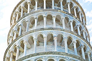 Close view on leaning tower of Pisa