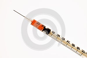 Close view of a medical syringe