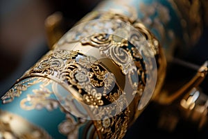 close view of an ornate scroll award being rolled up