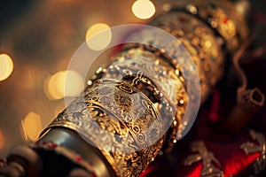 close view of an ornate scroll award being rolled up