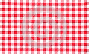 Close view of red checkerboard tablecloth