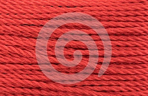 Close view of red polypropylene rope