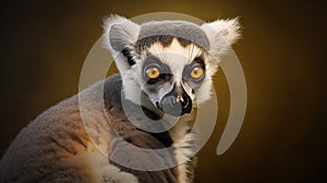 Close view of ring tailed lemur. Created with Generative Ai technology