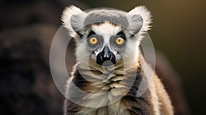 Close view of ring tailed lemur. Created with Generative Ai technology